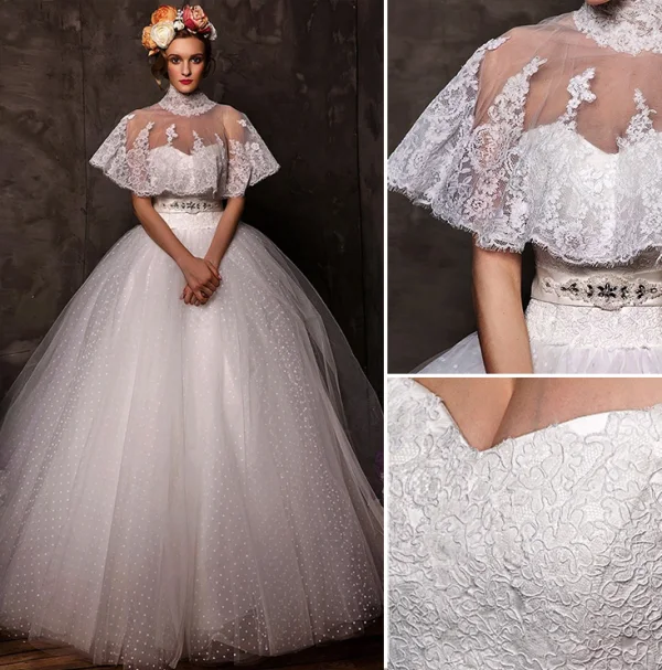 2015 Ball Gown Sweetheart Beading Satin Bow Sash Tulle Wedding Dress With Shawl