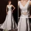 Millésime Une Ligne Épaules Robe De Mariée En Satin Col V Plongeant