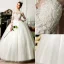 Épaules Percés Manches 3/4 Appliques De Dentelle Fleurs Robe De Mariée En Organza De Satin Ceinture