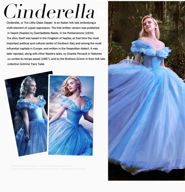 Luxury High-grade 2015 Cinderella Movie Custume Prom Dress