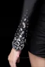 Magnifique Fourreau Plissée Perles Robe De Cocktail Noire