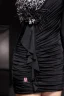 Magnifique Fourreau Plissée Perles Robe De Cocktail Noire
