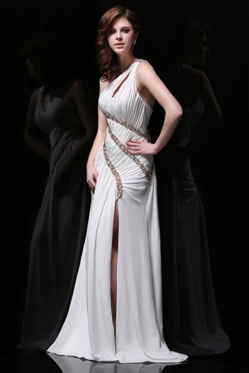Charmante Gaine Paillettes De Perlage Une Épaule Robe De Bal