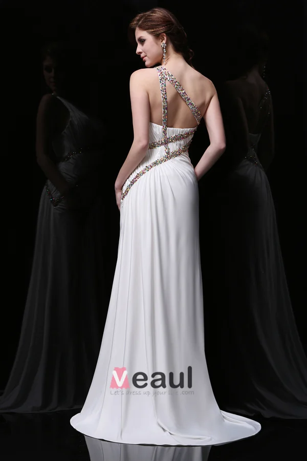 Charmante Gaine Paillettes De Perlage Une Épaule Robe De Bal
