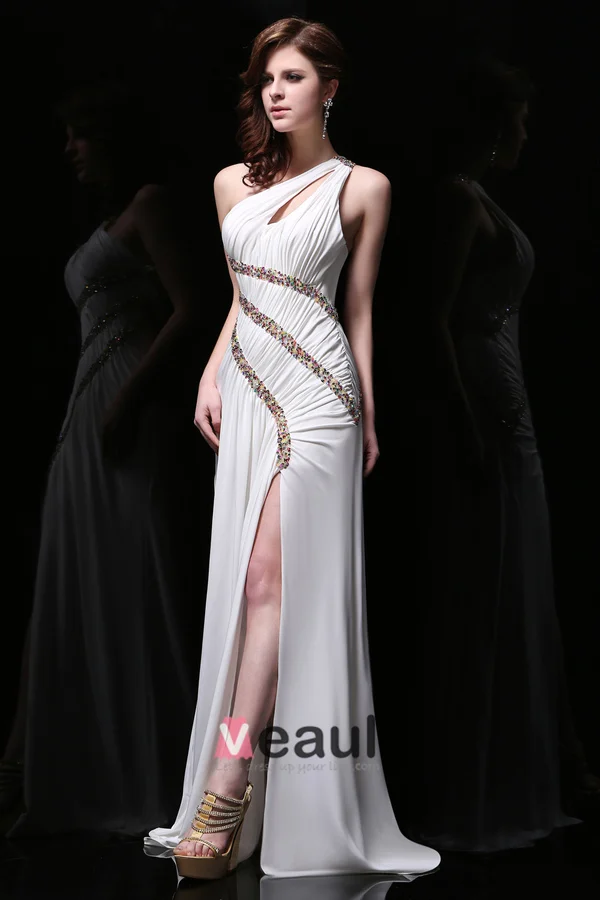 Charmante Gaine Paillettes De Perlage Une Épaule Robe De Bal