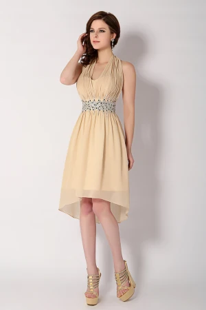 Belles Paillettes Licol Sash Robe De Cocktail Courte