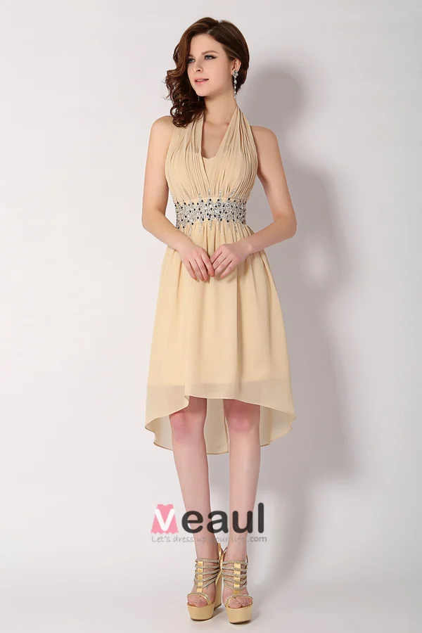 Belles Paillettes Licol Sash Robe De Cocktail Courte