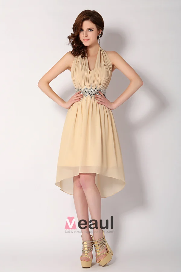 Belles Paillettes Licol Sash Robe De Cocktail Courte