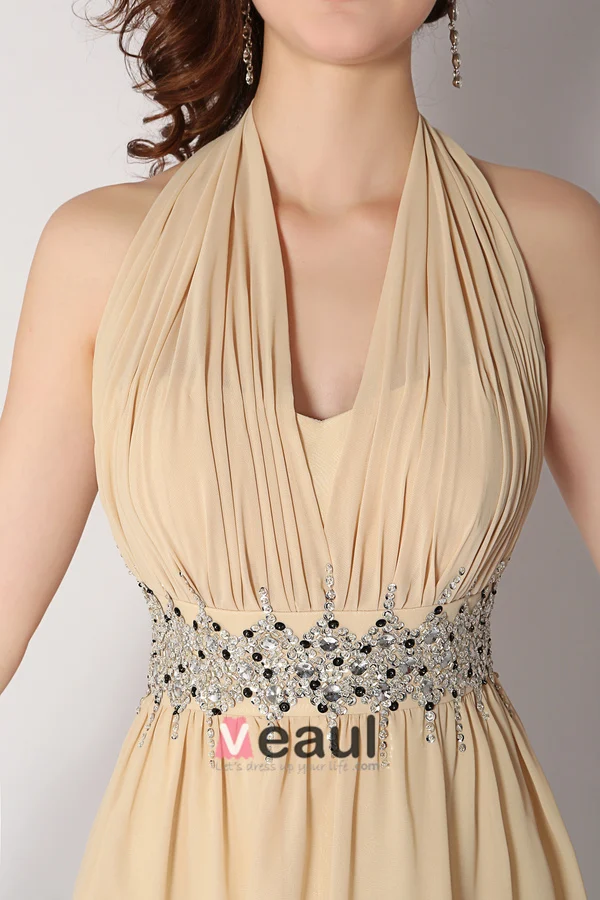 Belles Paillettes Licol Sash Robe De Cocktail Courte