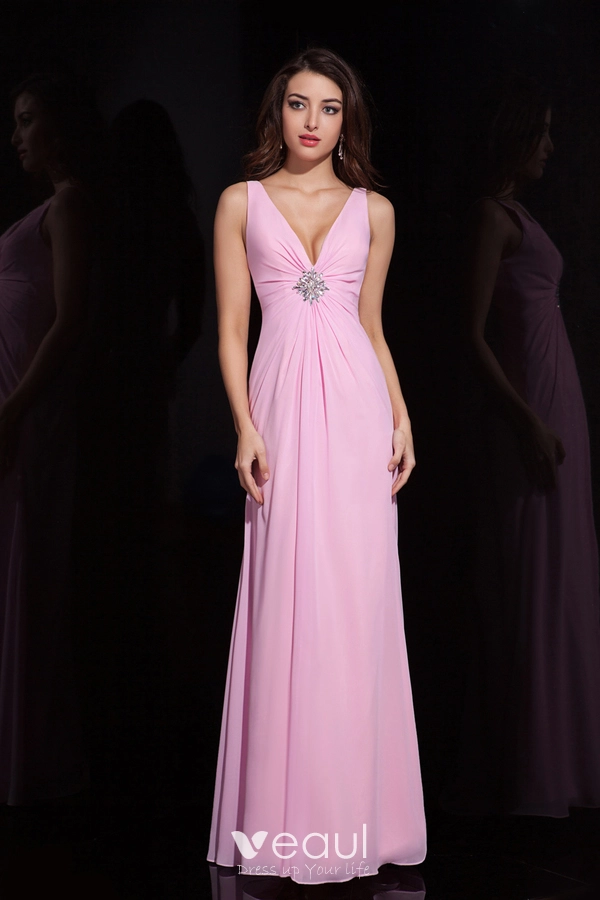Delicate Belle A ligne Robe Longue De Soiree Rose