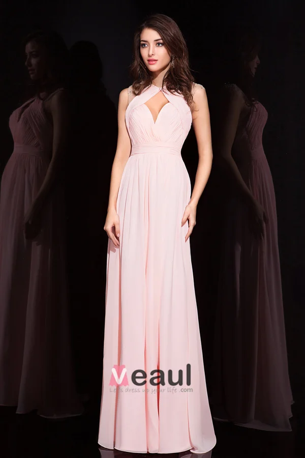 2015 Luxurious Backless Crystal Pleated Evening Dress