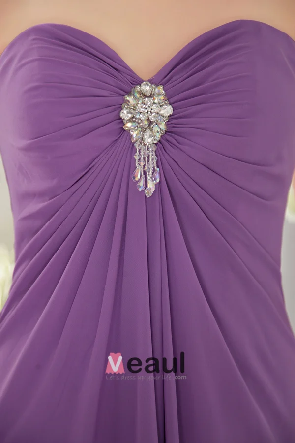 Krystaller Ruffles Glidelås Kjæreste Brudepikekjoler Til Bryllup