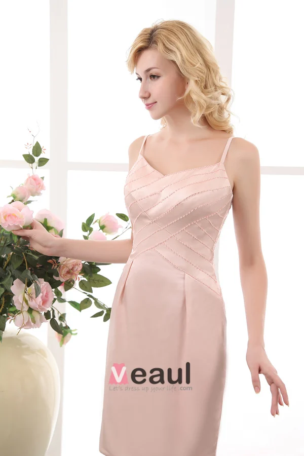 Courte En Satin Perles Robe De Mère De Mariée