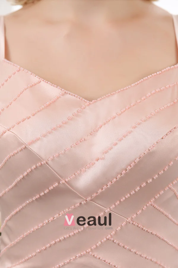 Courte En Satin Perles Robe De Mère De Mariée
