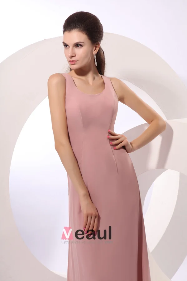 2015 Ornate Scoop Neck Column Empire Mother Of Bride Dresses