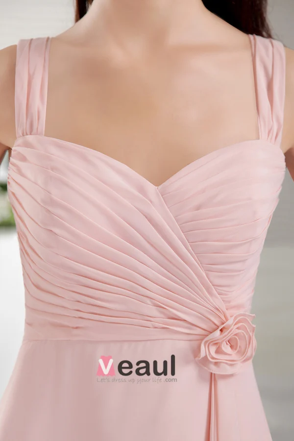 Thé Longueur A-ligne Bretelles Des Robe De Demoiselles D'honneur Courtes
