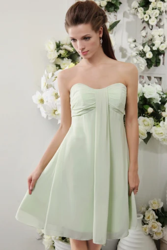 2015 Clásica Gasa Del Amor Zipper Short Damas De Honor Vestidos