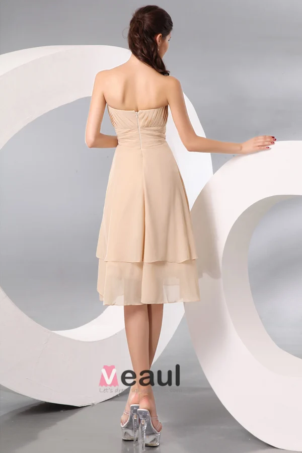 lace knee length dress Fashion White Satin Knee Length Lace Cocktail Dresses 2018 V Neck Thre –  White Cocktail Dress main image 1