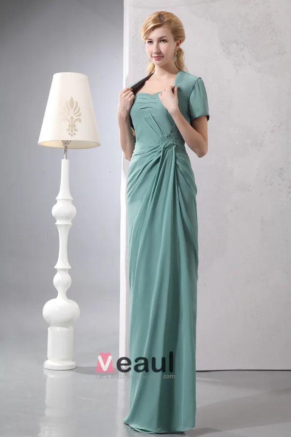 Elegant Kjæreste Stroppeløs Brudens Mor Kjole Med Sjal