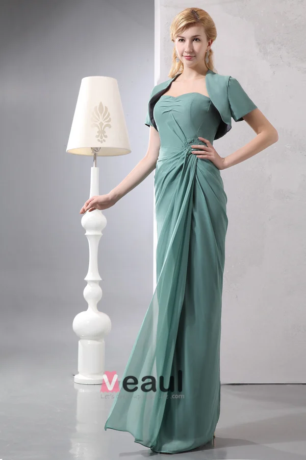 Elegant Kjæreste Stroppeløs Brudens Mor Kjole Med Sjal