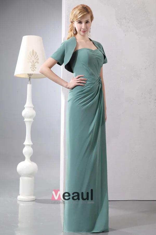 Elegant Kjæreste Stroppeløs Brudens Mor Kjole Med Sjal