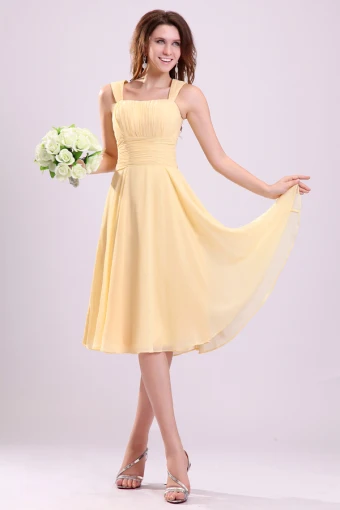 2015 Hombros Pretty Plisado Vestidos De Dama De Honor Corto