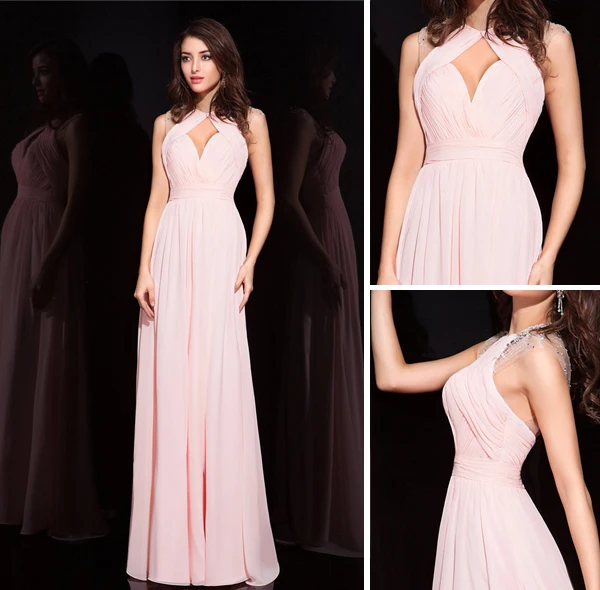 2015 Luxurious Backless Crystal Pleated Evening Dress