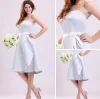2015 Baby Blue A-line Short Bridesmaid Dresses With Sash