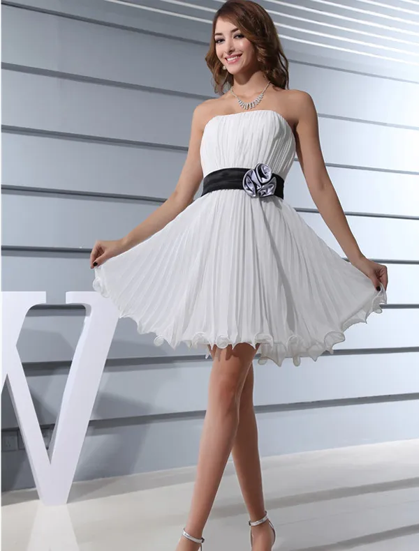 White frock outlet with black sash