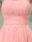 Strapless Beading Pink Asymmetrical Sash Chiffon Cocktail Dresses