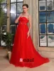 2015 Empire Sweetheart Flower Sash Pregnant Tulle Red Wedding Dress