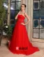 2015 Empire Sweetheart Flower Sash Pregnant Tulle Red Wedding Dress