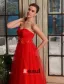 2015 Empire Sweetheart Flower Sash Pregnant Tulle Red Wedding Dress