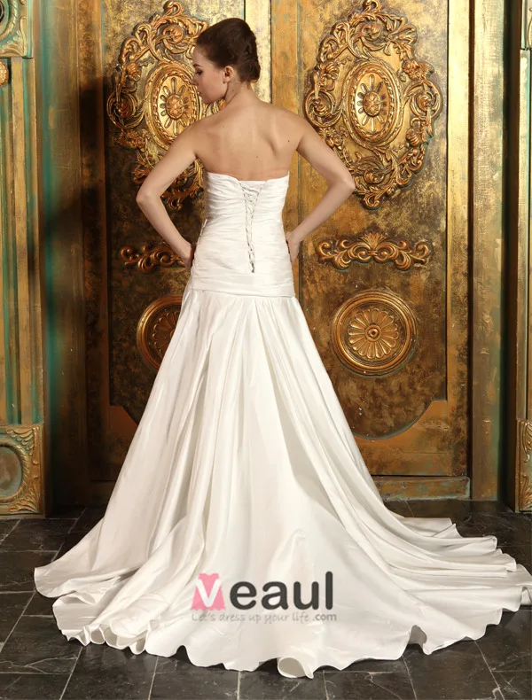 2015 A-line Sweetheart With Bow Floor-length Satin Wedding Dress