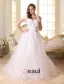 Une Ligne Épaules Sweetheart Appliques Noeud De Dentelle Robe De Mariée En Tulle Ceinture