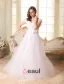 Une Ligne Épaules Sweetheart Appliques Noeud De Dentelle Robe De Mariée En Tulle Ceinture
