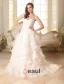 A-ligne De Robe De Mariée En Organza Perles Chérie Avec Des Volants En Cascade