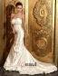 Trompette / Sirène Sweetheart Perles Guillotine Volants Satin Robe De Mariée