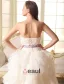 2015 Ball Gown Strapless Beading Petal Flower Sash Organza Wedding Dress
