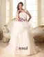 2015 Ball Gown Strapless Beading Petal Flower Sash Organza Wedding Dress