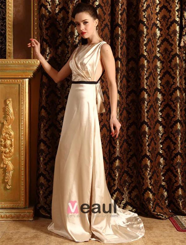 2015 Fashionable A-line Shoulders Sash Floor-length Evening Dress