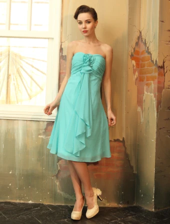 2015 Sweetheart Ruffles Chiffon Graduation Dresses