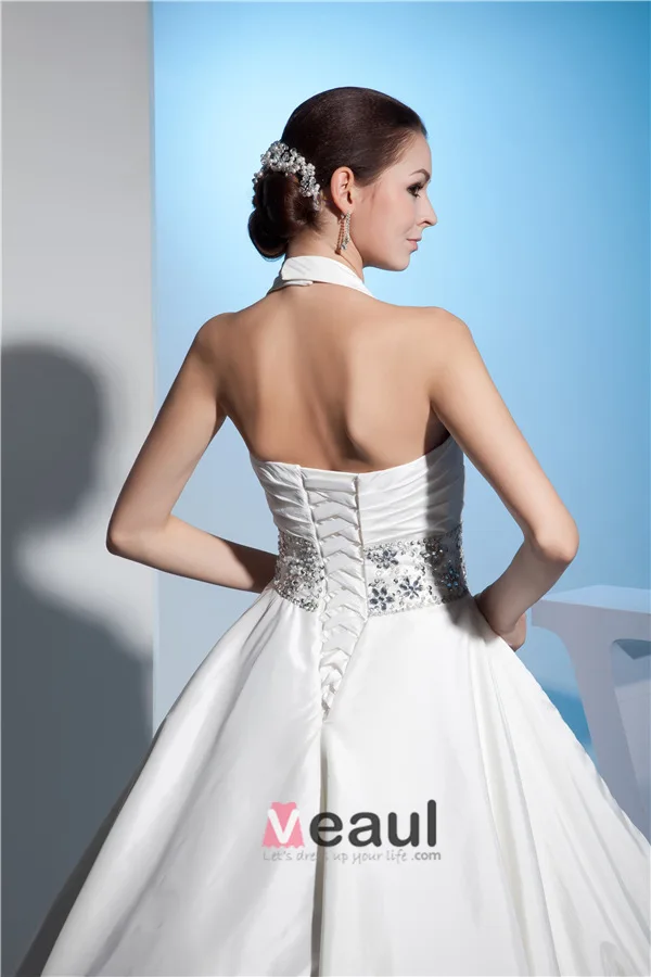 Vintage Ball Gown Wedding Dress Floor Length White Bridal Gown With Crystal