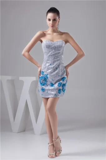 2015 Bling De Novia Sin Tirantes De La Vaina Apliques Vestido De Cóctel Con Lentejuelas