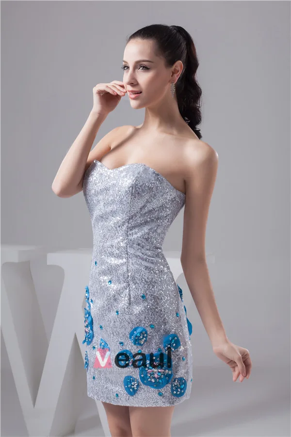 Bling Gaine Sweetheart Appliques Robe De Cocktail À Paillettes