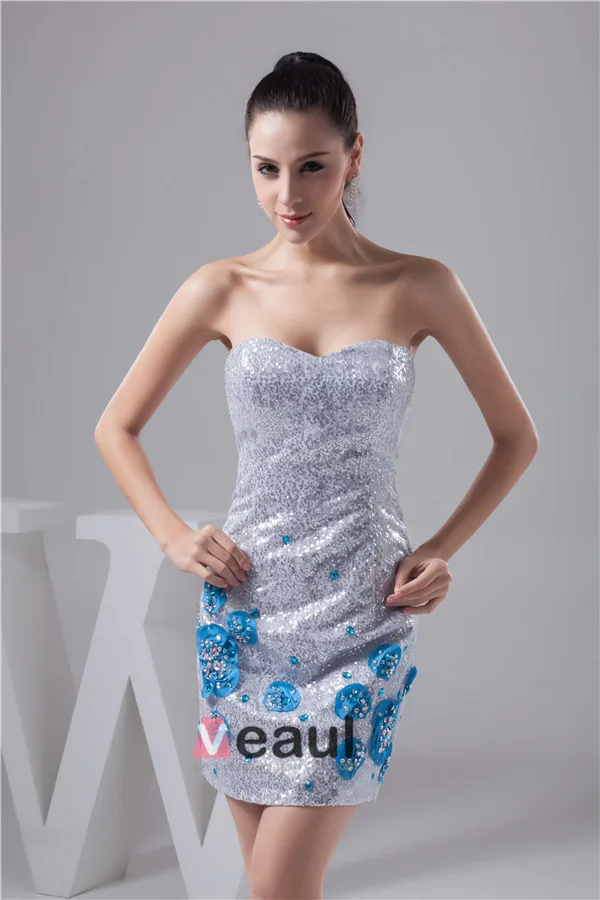 Bling Gaine Sweetheart Appliques Robe De Cocktail À Paillettes