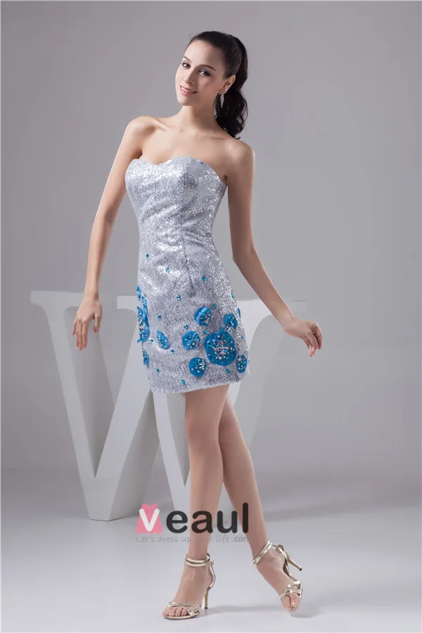 Bling Gaine Sweetheart Appliques Robe De Cocktail À Paillettes
