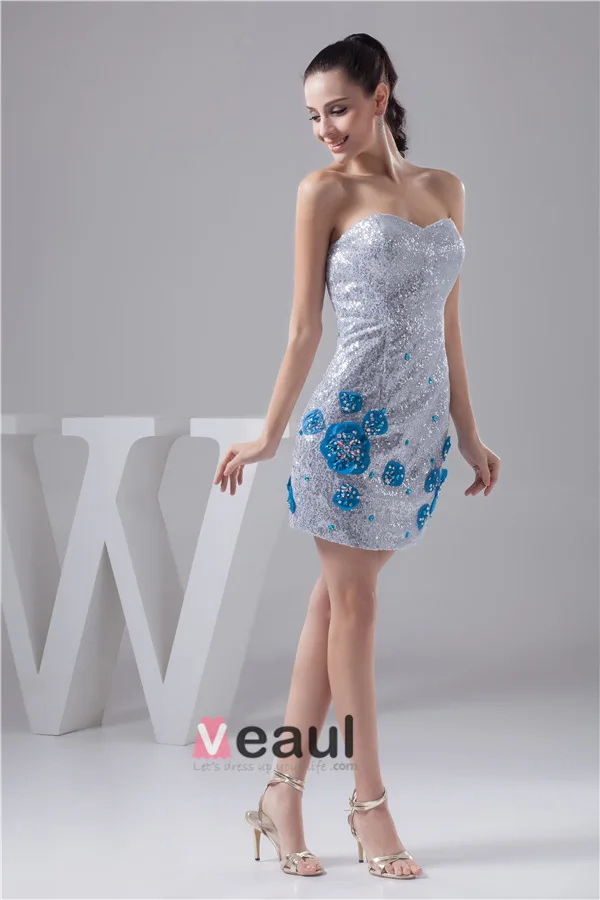 Bling Gaine Sweetheart Appliques Robe De Cocktail À Paillettes