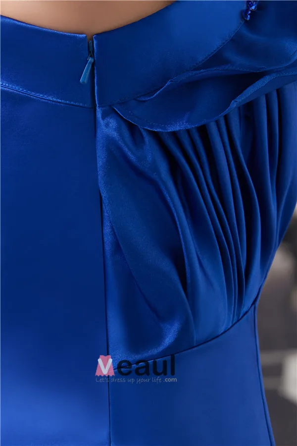 2015 Appealing One Shoulder Pleated Ruffle Crystal Neckline Short Cocktail Dress