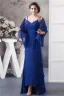 2015 Elegant A-line V Neck Spaghetti Straps Beading Cascading Ruffles Mother Of The Bride Dress With Shawl